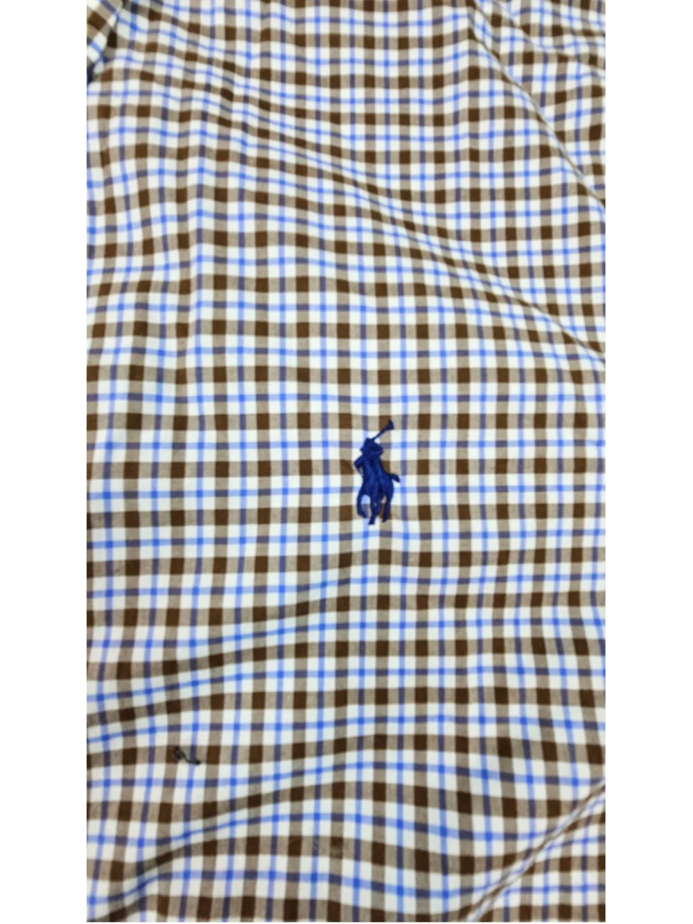 Polo Ralph Lauren Shirt Mens XL Classic Fit Brown Blue Plaid Button Down Pony